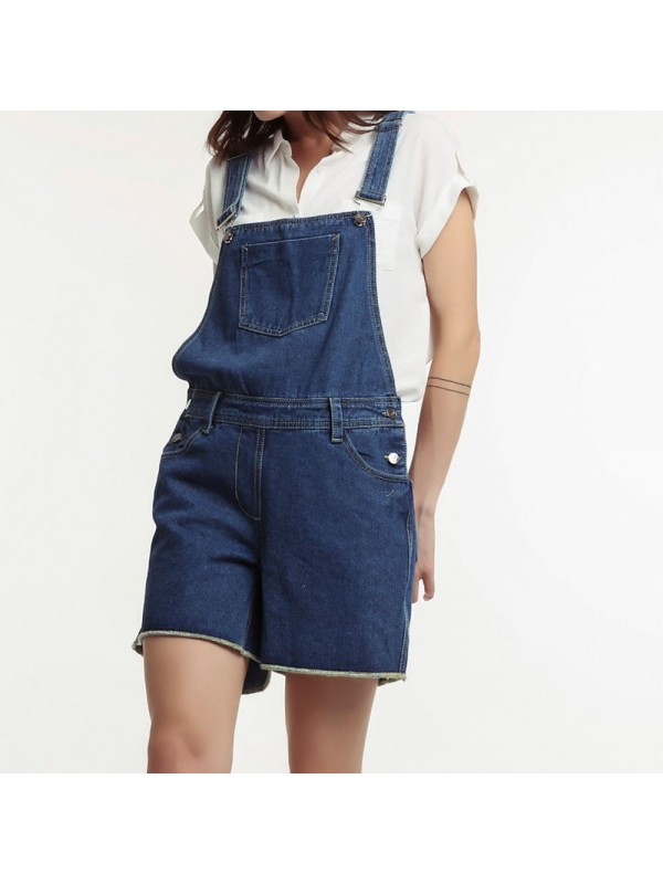 Pocket Denim Shorts Women's Surspender Rompers