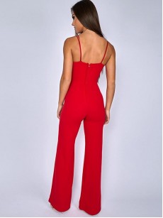 Sexy Pure Color Lace Up Women's Jumpsuits