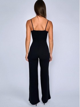 Sexy Pure Color Lace Up Women's Jumpsuits