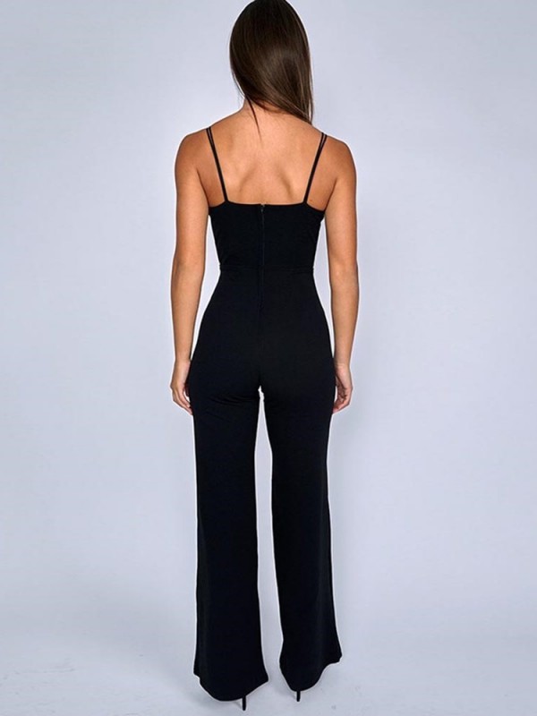 Sexy Pure Color Lace Up Women's Jumpsuits