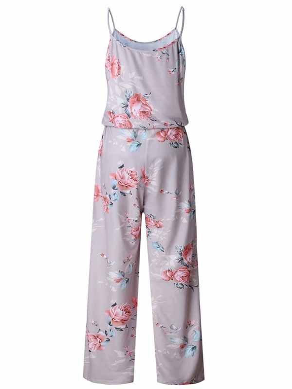 Lace-Up Floral Women's Jumpsuits