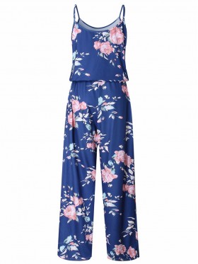 Lace-Up Floral Women's Jumpsuits