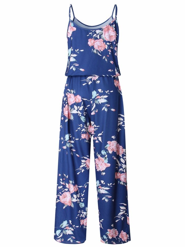 Lace-Up Floral Women's Jumpsuits