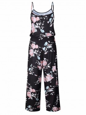 Lace-Up Floral Women's Jumpsuits