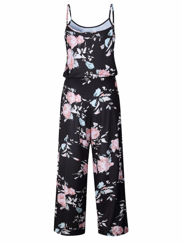 Lace-Up Floral Women's Jumpsuits