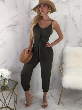 Pure Color Off Shoulder Loose Jumpsuits