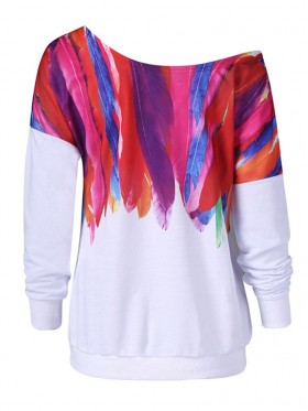 Printing Bat-Wing Sleeves Pullover Women's Hoodie