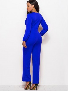 Sexy V Neck Lace Up Women's Jumpsuit