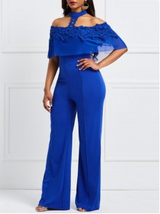 Lace Off the Shoulder Wide Leg Women's Jumpsuit