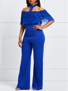 Lace Off the Shoulder Wide Leg Women's Jumpsuit