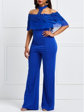 Lace Off the Shoulder Wide Leg Women's Jumpsuit