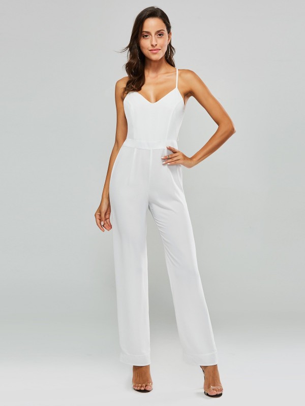 Cross Backless Strap Women's Jumpsuit