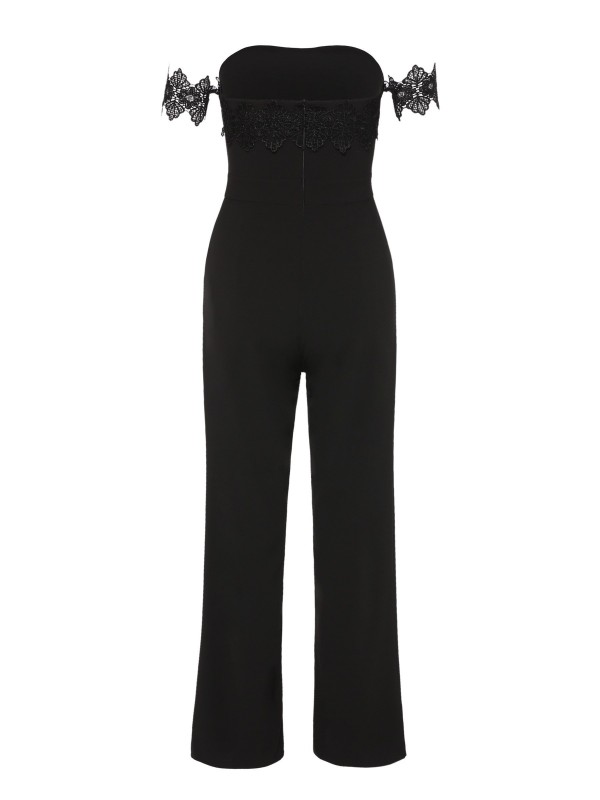 Lace Off Shoulder Chiffon Women's Jumpsuit