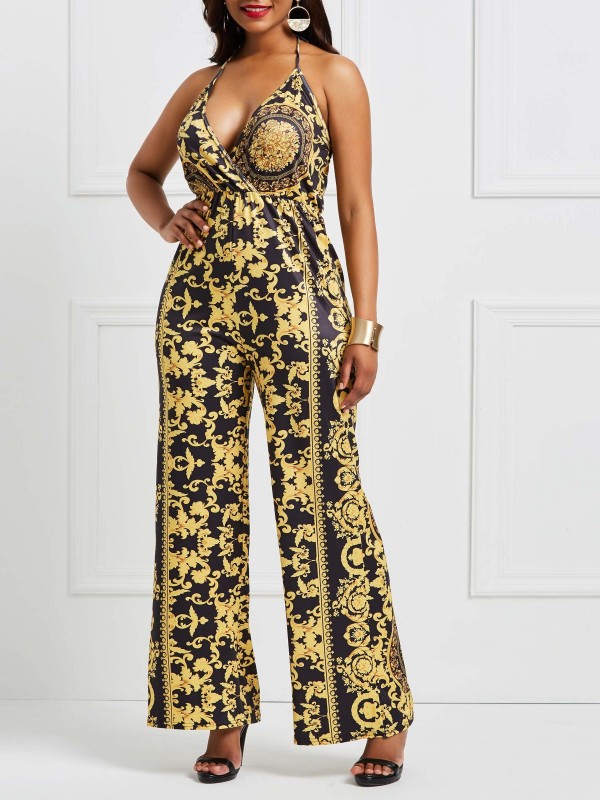 Best Seller Sexy Halter Floral Jumpsuits