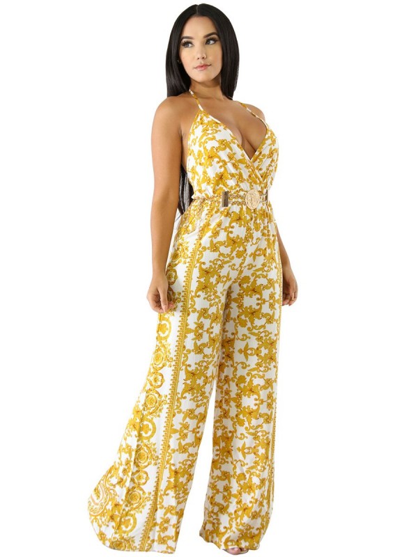 Best Seller Sexy Halter Floral Jumpsuits