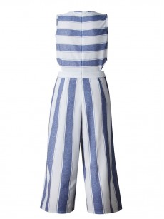 Stripe Sleeveless Wide Legs Women's Jumpsuit