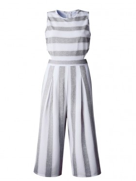 Stripe Sleeveless Wide Legs Women's Jumpsuit