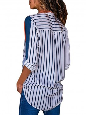 Best Seller Contrast Color Striped Long Sleeve Shirt