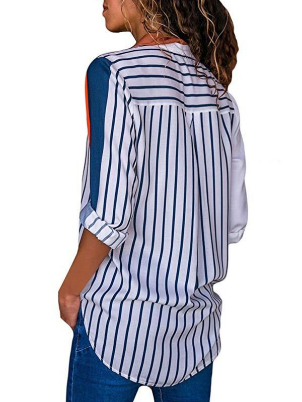 Best Seller Contrast Color Striped Long Sleeve Shirt