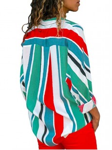 Contrast Color Striped Women's Shirt