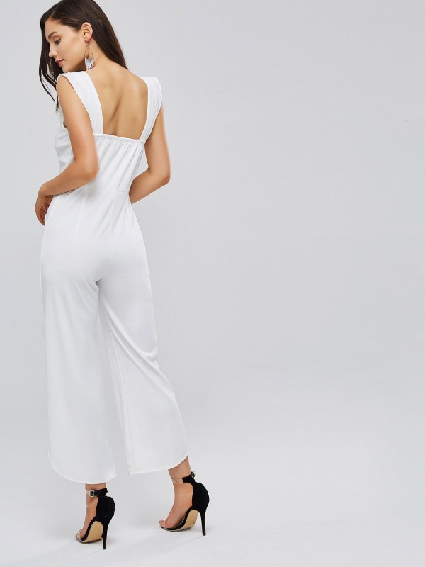 Asymmetric Ruffled Straight Casual Women's Jumpsuit