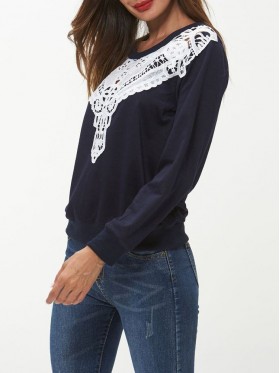 Stitching Lace Solid Color Hoodie