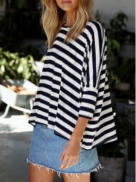 Bat Sleeve Stripe T-shirt