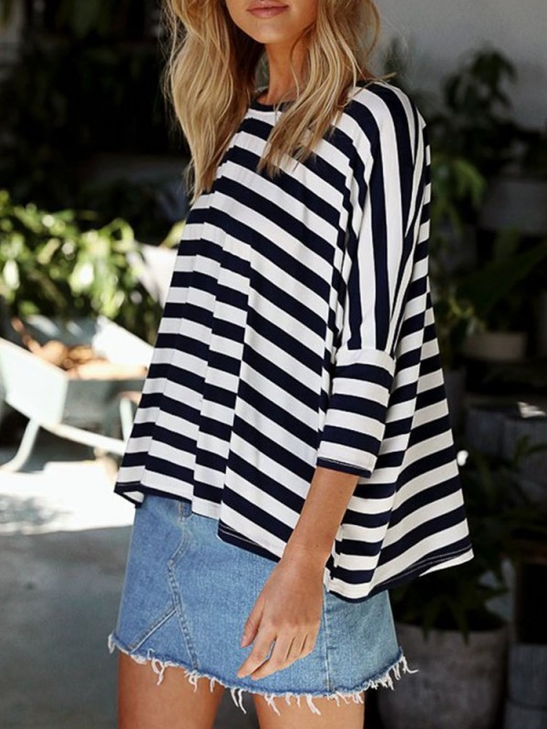 Bat Sleeve Stripe T-shirt