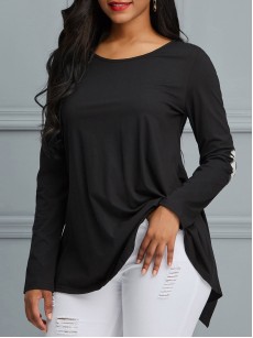 Back Button Split T-shirt