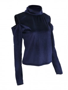 Turtleneck Hollow Long Sleeve T-shirt