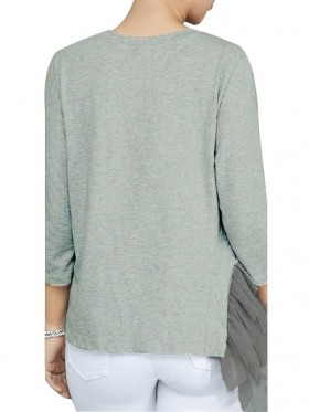 Patchwork Casual Scoop Loose Long Sleeve T-shirt