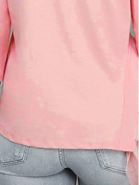 Patchwork Casual Scoop Loose Long Sleeve T-shirt