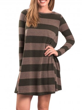 Curve Hem Women's Striped Long Sleeve T-shirt