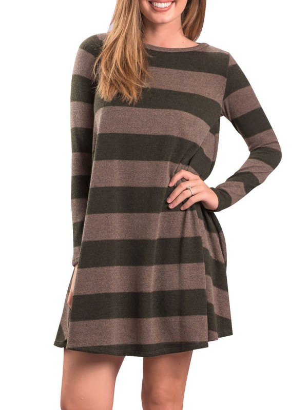 Curve Hem Women's Striped Long Sleeve T-shirt