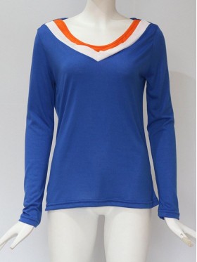 Color Block Patchwork V-Neck T-shirt