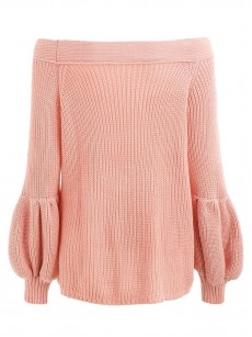 Loose Slash Neck  Long Sleeve Knitwear