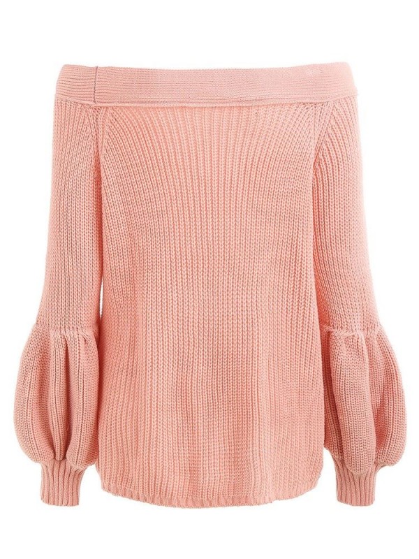 Loose Slash Neck  Long Sleeve Knitwear