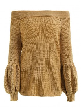 Loose Slash Neck  Long Sleeve Knitwear