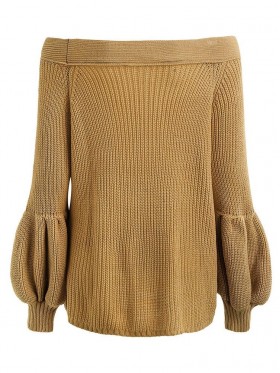 Loose Slash Neck  Long Sleeve Knitwear