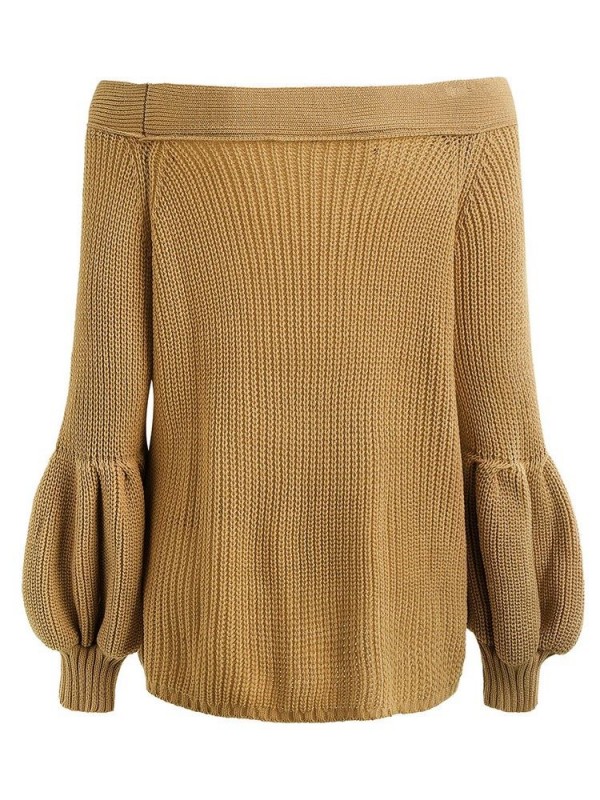 Loose Slash Neck  Long Sleeve Knitwear