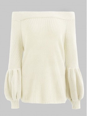 Loose Slash Neck  Long Sleeve Knitwear