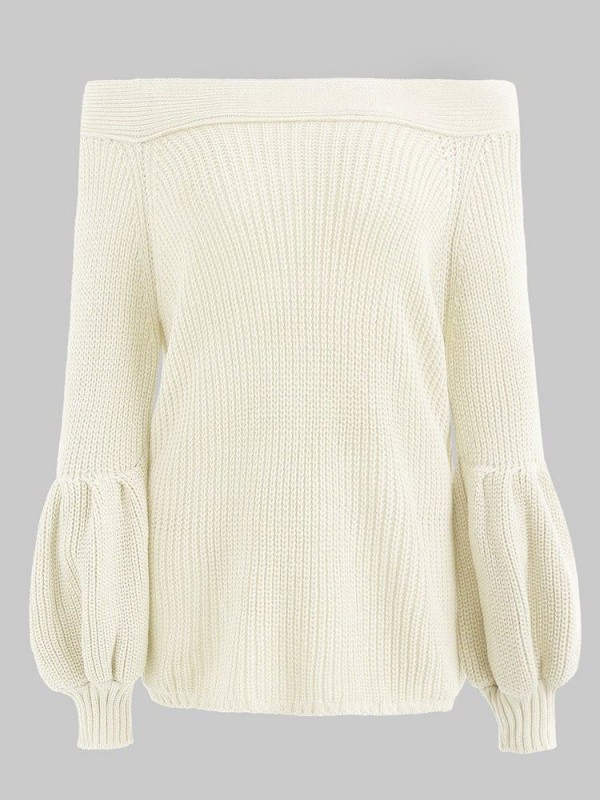 Loose Slash Neck  Long Sleeve Knitwear