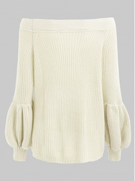 Loose Slash Neck  Long Sleeve Knitwear