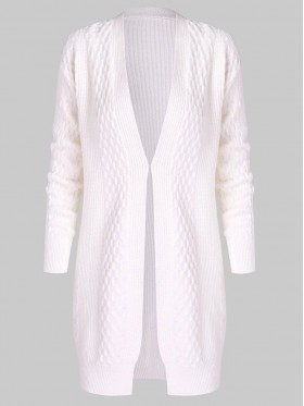 Plain Mid-Length  Long Sleeve Cardigan Knitwear