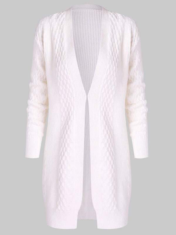 Plain Mid-Length  Long Sleeve Cardigan Knitwear