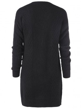 Plain Mid-Length  Long Sleeve Cardigan Knitwear