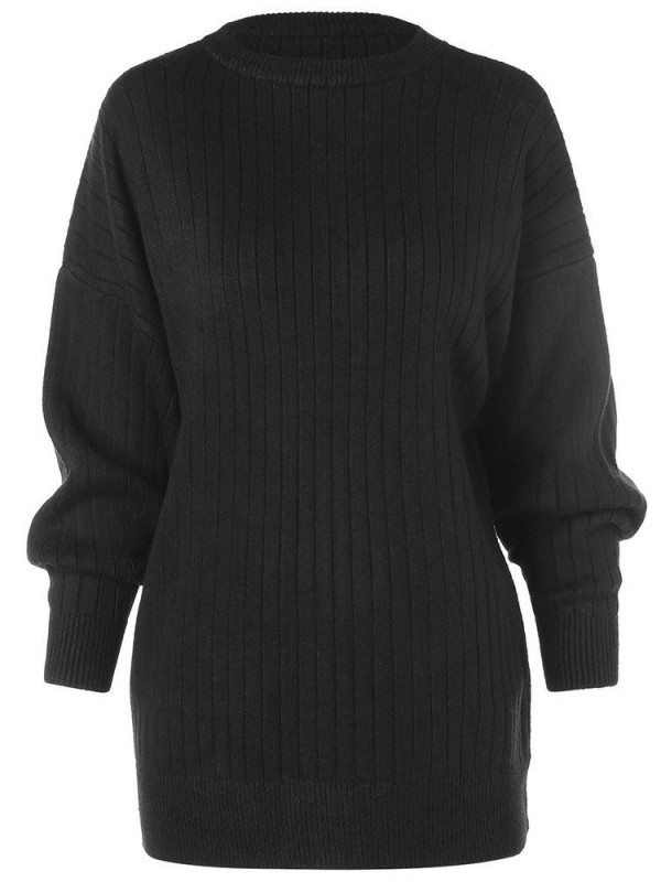 Plain Round Neck Mid-Length Knitwear