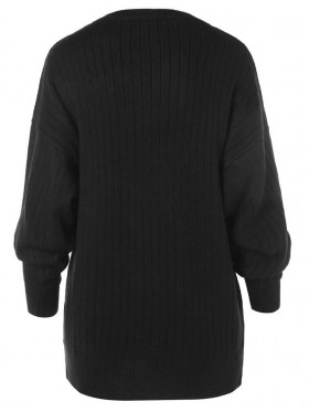 Plain Round Neck Mid-Length Knitwear