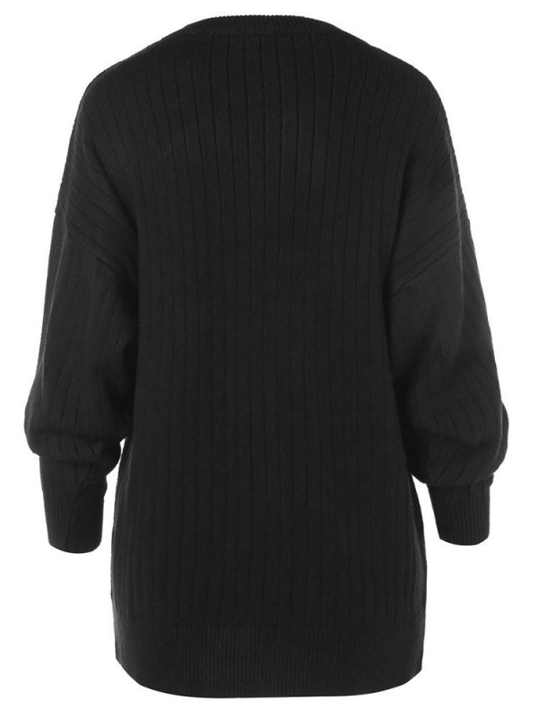 Plain Round Neck Mid-Length Knitwear