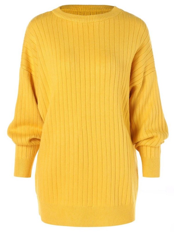 Plain Round Neck Mid-Length Knitwear